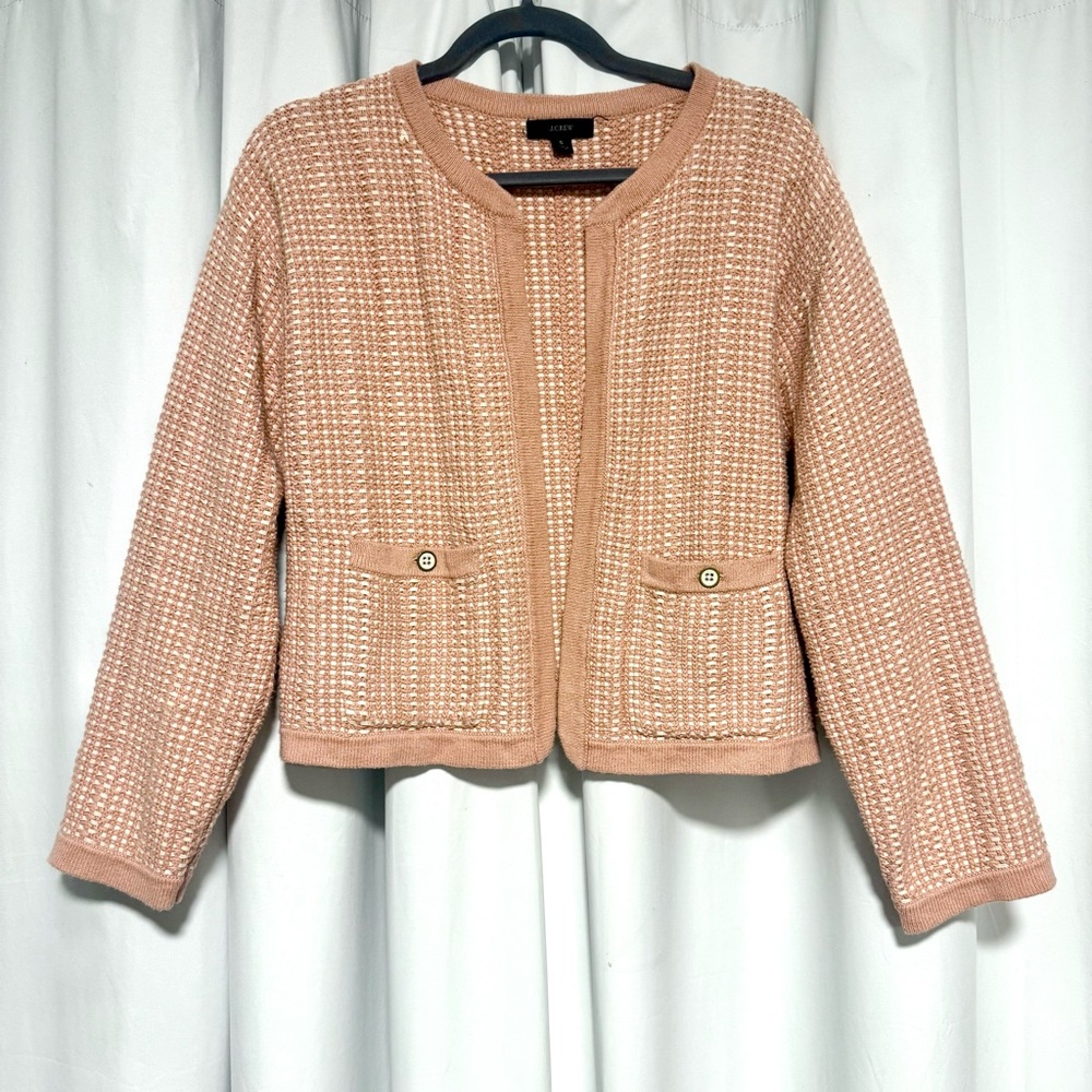 J. Crew Open Front Cardigan Tweed Textured Sweater Womens Small Jacket Blazer